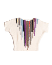 Load image into Gallery viewer, Early 80s Mixed Fibre Angora Blend Waterfall Rainbow Stripe Tee