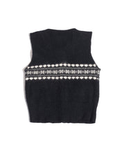 Load image into Gallery viewer, 90s Angora black and white Heart Intarsia Vest with Shell Buttons