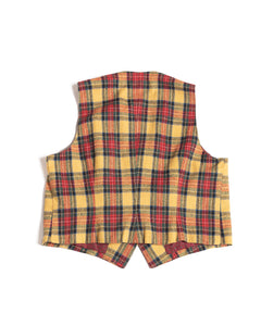 70s Cropped Red Plaid Tartain Wool Vest