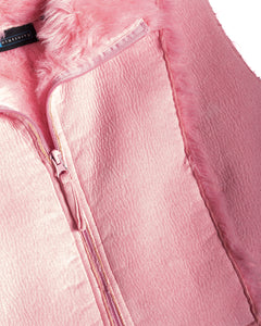 y2k Pink Faux Shearling Vest