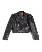 Load image into Gallery viewer, 90s Aldo Cropped Balck Leather Moto Jacket