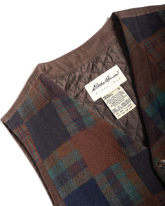 90s Eddie Bauer Wool Pathchwork Plaid Vest
