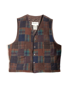 90s Eddie Bauer Wool Pathchwork Plaid Vest