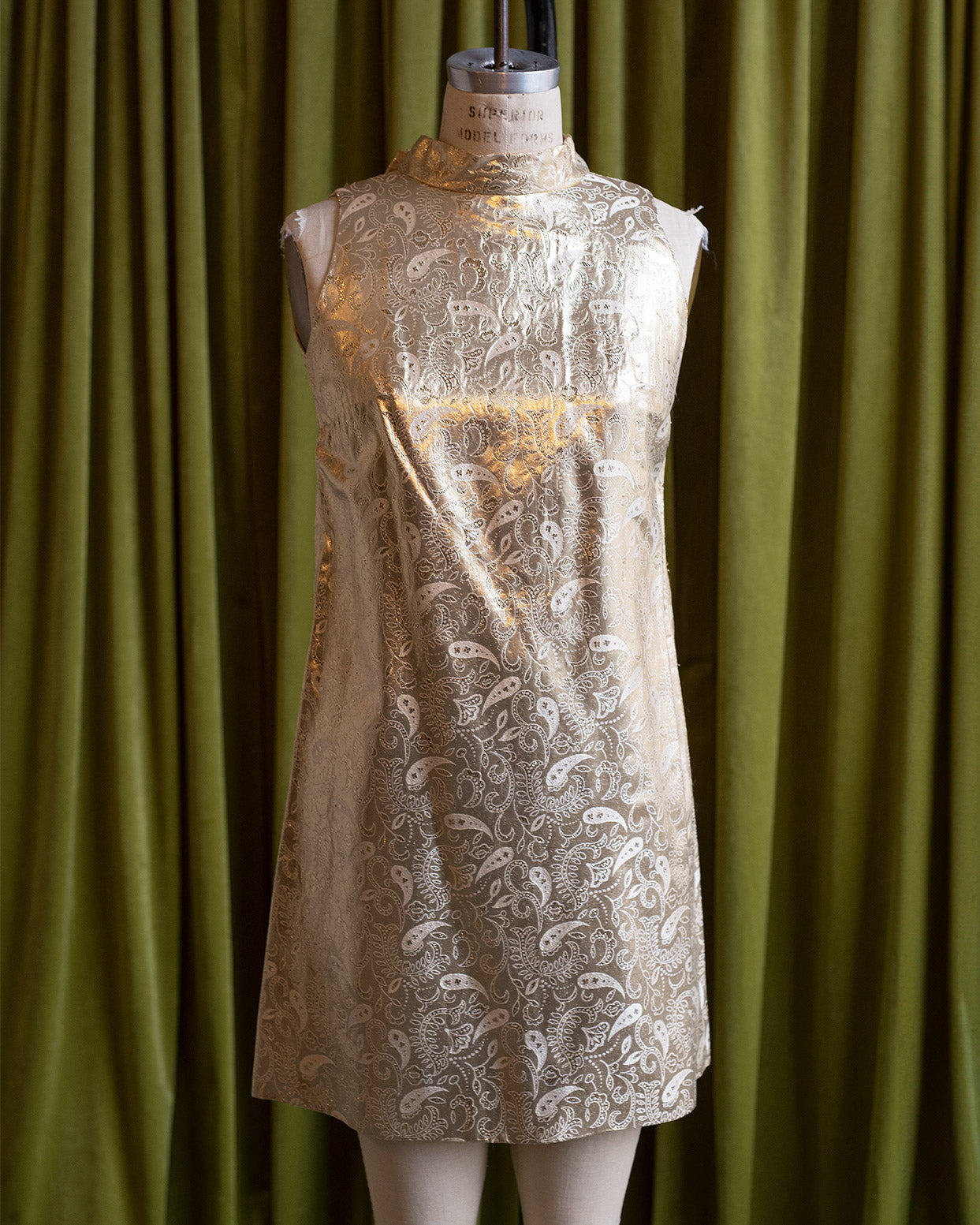 gold lame party dress 1930s Gold Lame Party Dress With Cape Sleeves and Matching Belt