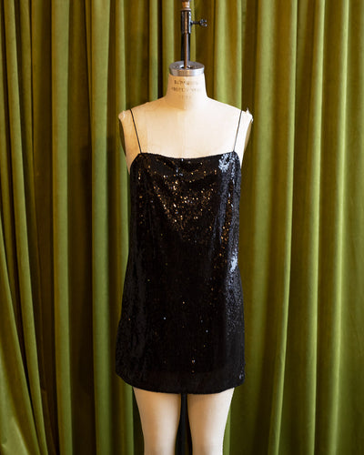 Saint Laurent Black Sequin Mini Dress