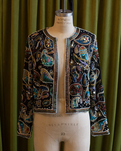 1980's Jack Bryan Beaded Jacket Cropped with Embellishments