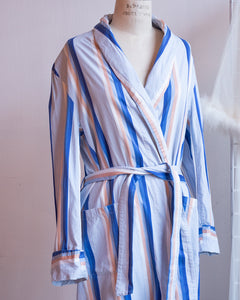 1960's Blue Striped Cotton Robe