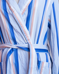 1960's Blue Striped Cotton Robe