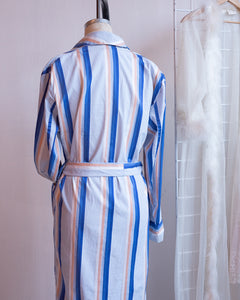 1960's Blue Striped Cotton Robe