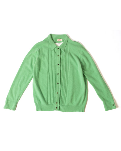 Pea Green 1950s Cashmere Cardigan