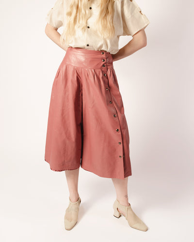 80s Bagatelle Pink Leather Culottes