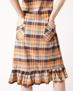 70s Plaid Pinafore Style Dress