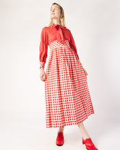 Load image into Gallery viewer, 70s Red Gingham and Polka Dot Maxi Dress