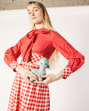 Load image into Gallery viewer, 70s Red Gingham and Polka Dot Maxi Dress