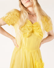Load image into Gallery viewer, 1930s Organdy Buttercup yellow  gown, as is
