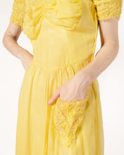 Load image into Gallery viewer, 1930s Organdy Buttercup yellow  gown, as is