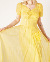 Load image into Gallery viewer, 1930s Organdy Buttercup yellow  gown, as is