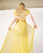 Load image into Gallery viewer, 1930s Organdy Buttercup yellow  gown, as is