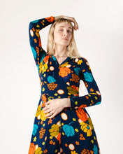 Load image into Gallery viewer, 1970s Bright Floral Maxi Dress in Soft Poly Jersey