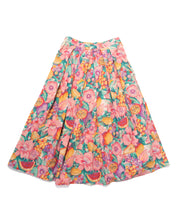 Load image into Gallery viewer, 80s cotton full A-Line skirt with Pink Fruit Print