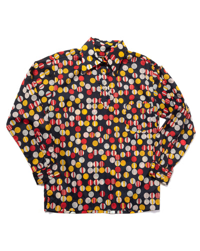 70s nylon primary  polka dot button up