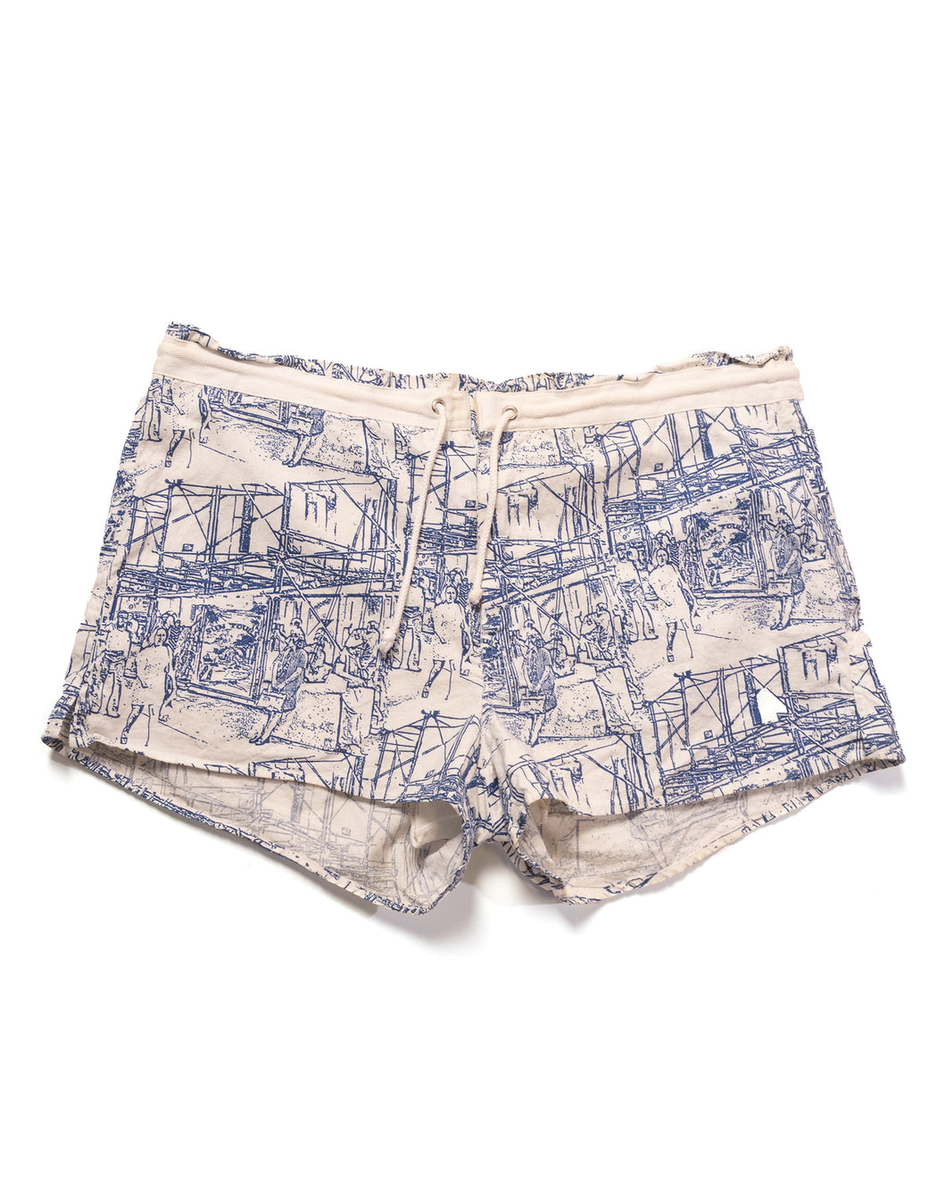 Pierre Cardin White Shorts with painterly blue print
