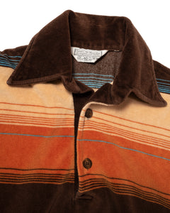70s Brown Orange and Gold  Stripe Velour Top