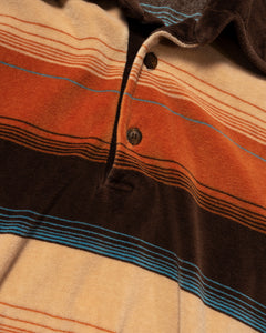 70s Brown Orange and Gold  Stripe Velour Top