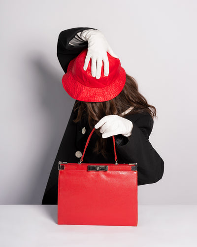 1960's Red Leather Structured Handbag