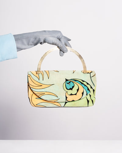 1960's Bessi Velvet Clutch with Brass Arc Handles