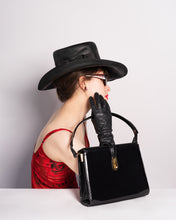 Load image into Gallery viewer, 1960s Black leather Structured purse with adjustable strap