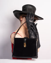 Load image into Gallery viewer, 1960s Black leather Structured purse with adjustable strap