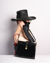 Load image into Gallery viewer, 1960s Black leather Structured purse with adjustable strap