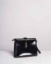 Load image into Gallery viewer, 1960s Black leather Structured purse with adjustable strap