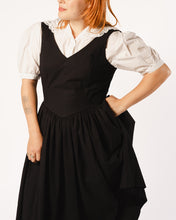Load image into Gallery viewer, Laura Ashley Black Cotton Dirndl Style Dress with Full Skirt