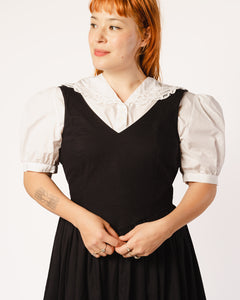 Laura Ashley Black Cotton Dirndl Style Dress with Full Skirt