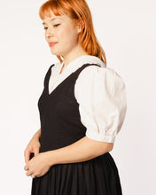Load image into Gallery viewer, Laura Ashley Black Cotton Dirndl Style Dress with Full Skirt