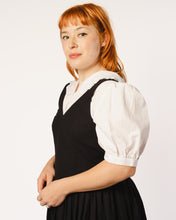 Load image into Gallery viewer, Laura Ashley Black Cotton Dirndl Style Dress with Full Skirt