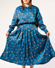 Load image into Gallery viewer, 2 Piece Skirt Set 80s Rodier France Blue Graphic Swirl  print Size Large