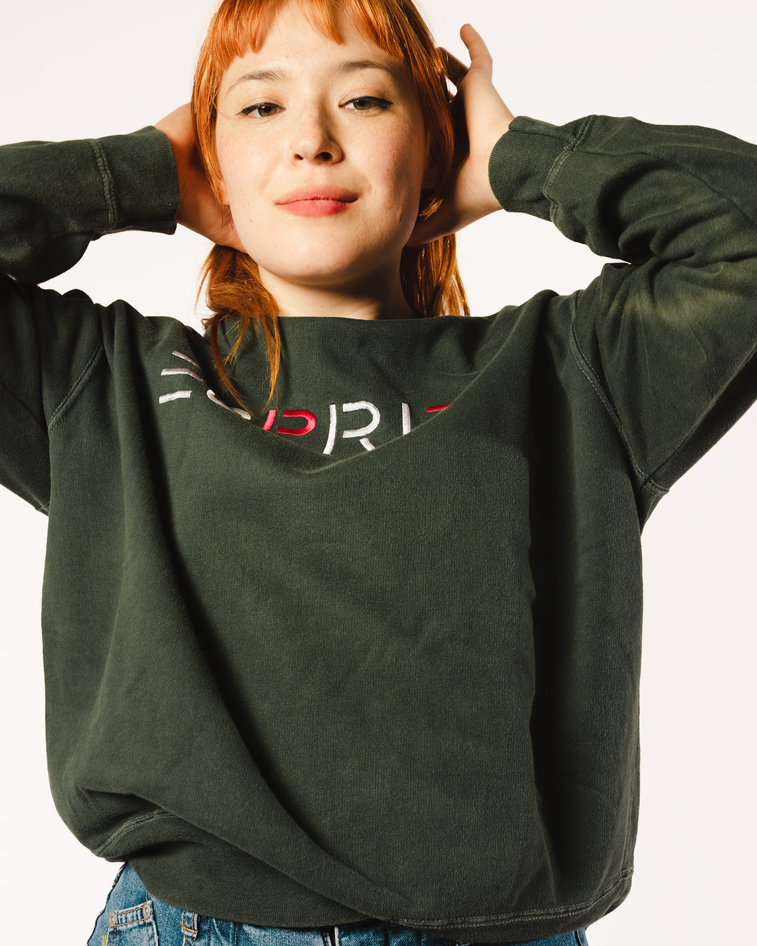 ESPRIT Embroidered Logo Sweatshirt Green Red White