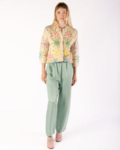 60s Embroidered Floral Wool Cardigan