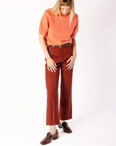 80s Dark Peach Angora Short Sleeve Sweater
