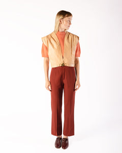 70s Peach Leather Vest with Brass Closure