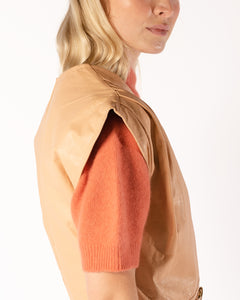 70s Peach Leather Vest with Brass Closure
