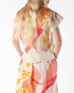 1970s Art to Wear 2-piece Silkscreened Cotton Set Marie Bissonette