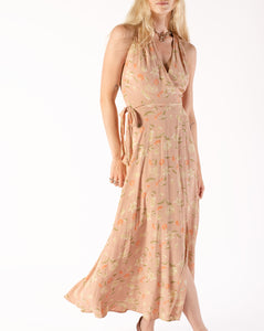 90s Pastel Floral Rayon Wrap Dress