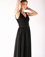 Load image into Gallery viewer, Incredible 70s backlesss Black Jersey full-length dress