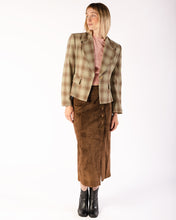 Load image into Gallery viewer, Pistachio and chocolate shadowplaid blazer