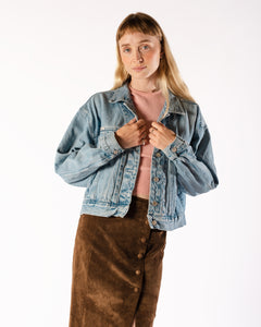 80s Cropped Light Wash Denim Jacket