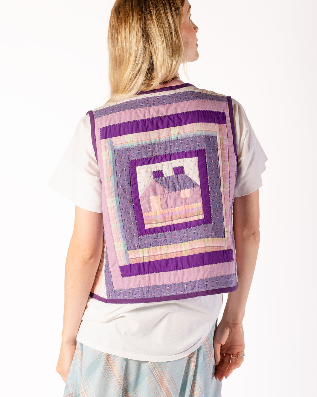 70s Purple House quilted Vest